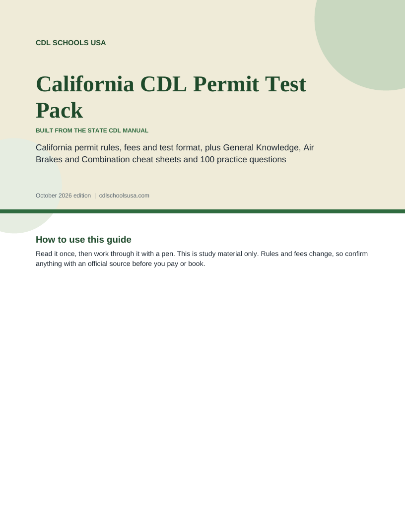 California CDL Permit Test Pack cover