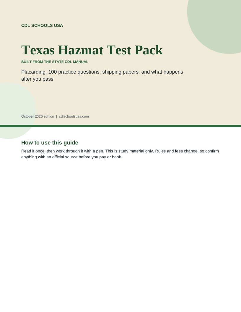 Texas Hazmat Test Pack cover